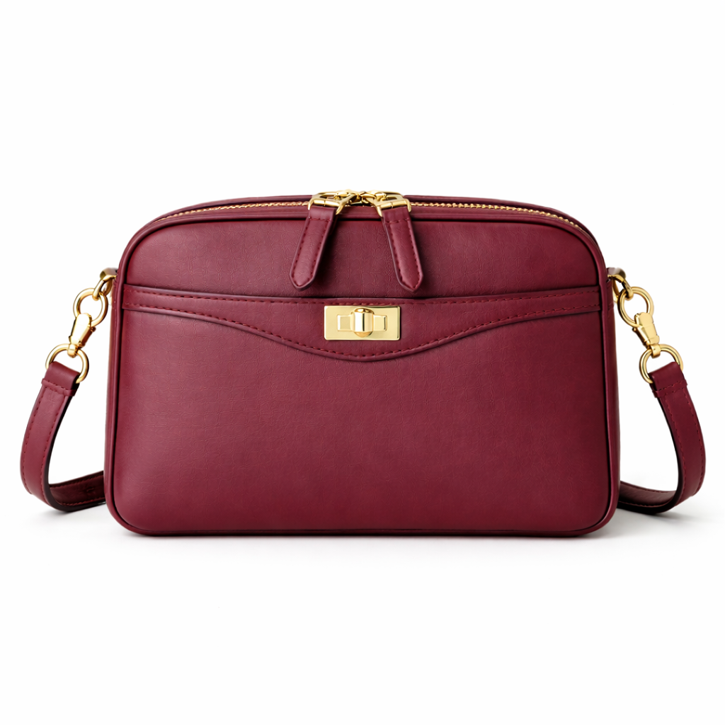 Glamour Posh Luna Crossbody Bag – Burgundy Compact Zip Bag