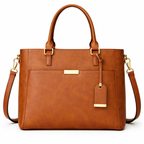 Glamour Posh Harper Tote Bag – Brown Leather Look Work Bag