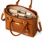 Glamour Posh Harper Tote Bag – Brown Leather Look Work Bag