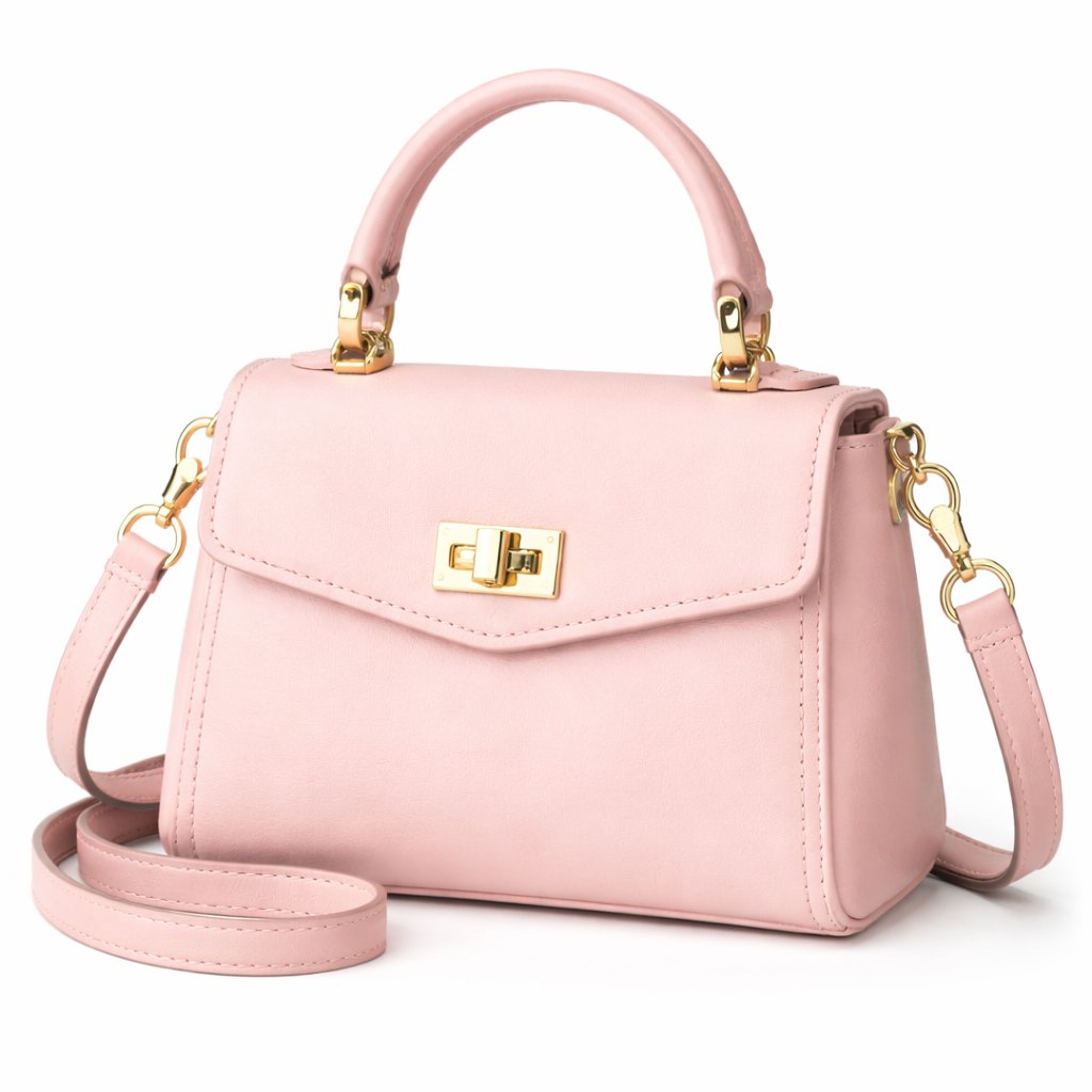 Glamour Posh Mia Mini Handbag – Pink Compact Top Handle Bag