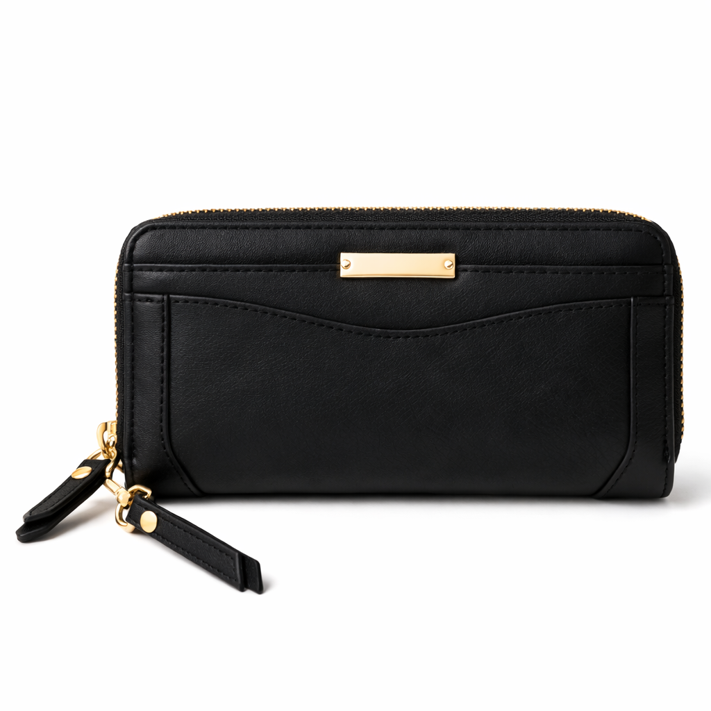 Glamour Posh Ella Zip Around Wallet – Black RFID Blocking Wallet