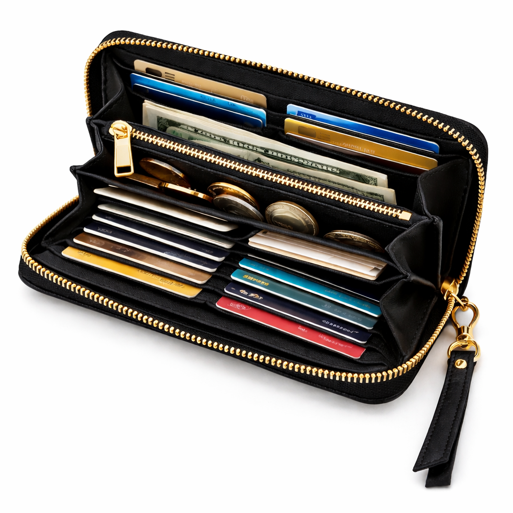 Glamour Posh Ella Zip Around Wallet – Black RFID Blocking Wallet