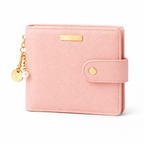 Glamour Posh Zoe Compact Wallet – Light Pink Snap Closure Wallet
