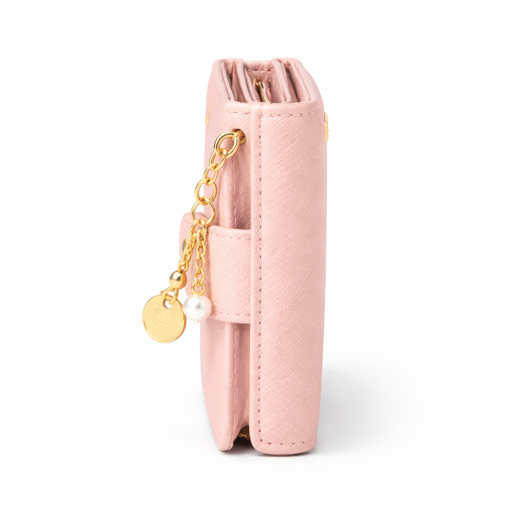 Glamour Posh Zoe Compact Wallet – Light Pink Snap Closure Wallet