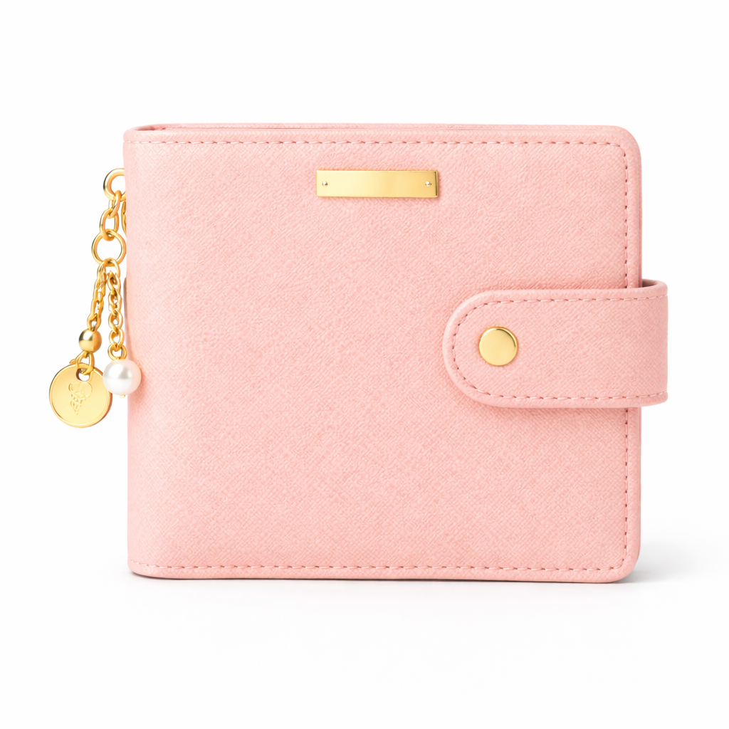 Glamour Posh Zoe Compact Wallet – Light Pink Snap Closure Wallet